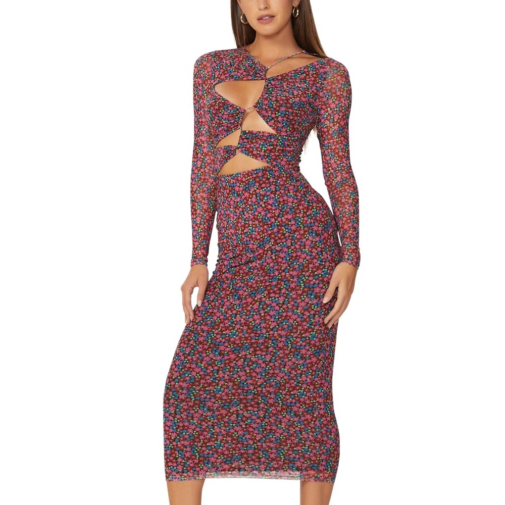 NWT AFRM Ronda Dress in Red Ditsy Floral
